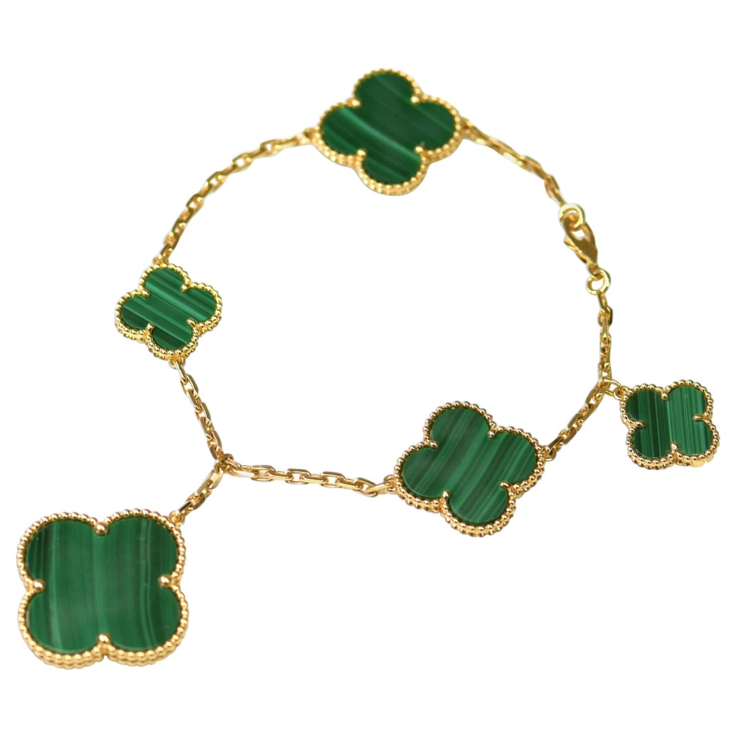 [Eternal Jewelry]MAGIC CLOVER MALACHITE GOLD BRACELET 5 MOTIFS