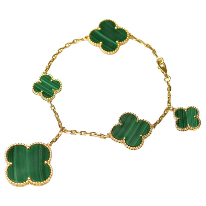 [Eternal Jewelry]MAGIC CLOVER MALACHITE GOLD BRACELET 5 MOTIFS