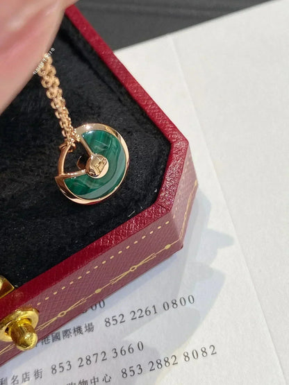 [Eternal Jewelry]AMULETTE ROSE GOLD MALACHITE NECKLACE