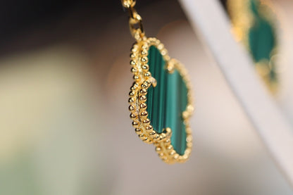 [Eternal Jewelry]CLOVER EARRINGS GOLD MALACHITE DIAMOND 3 MOTIF