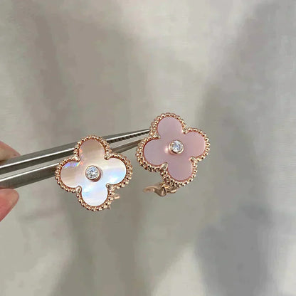 [Eternal Jewelry]CLOVER MEDIUM 1 MOTIFS  PINK MOP DIAMOND EARRINGS