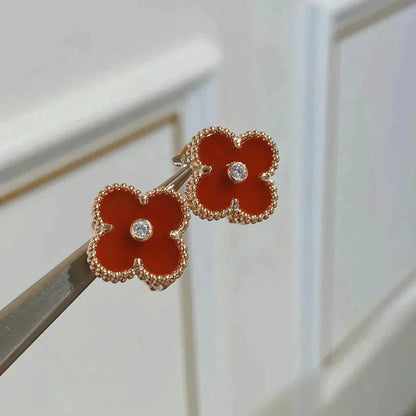 [Eternal Jewelry]CLOVER MEDIUM 1 MOTIFS CARNELIAN  DIAMOND earrings