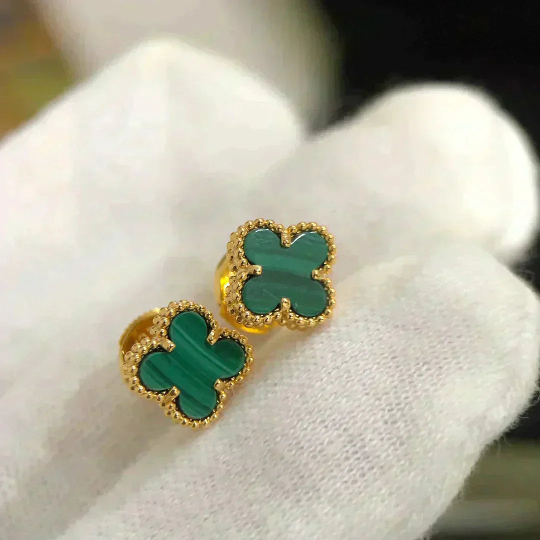[Eternal Jewelry]CLOVER MINI 9.5MM MALACHITE  EARRINGS