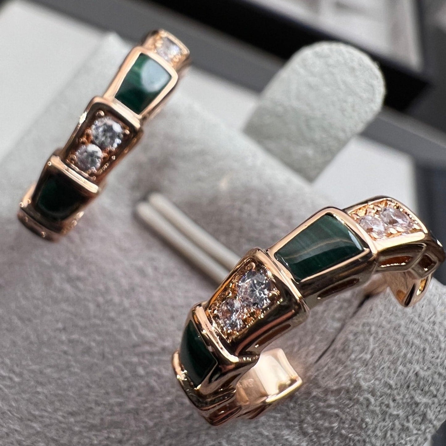 [Eternal Jewelry]SERPENTI MALACHITE PINK GOLD EARRINGS