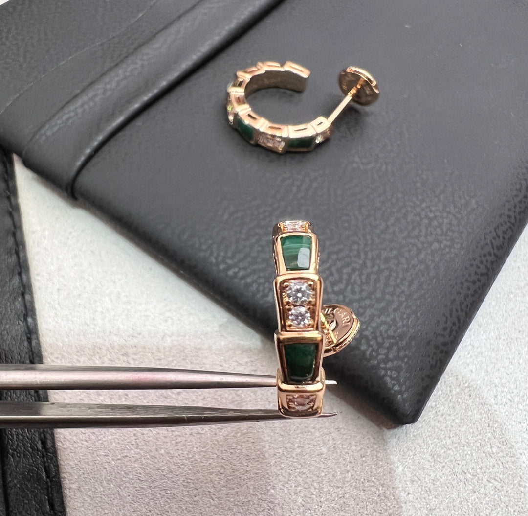 [Eternal Jewelry]SERPENTI MALACHITE PINK GOLD EARRINGS