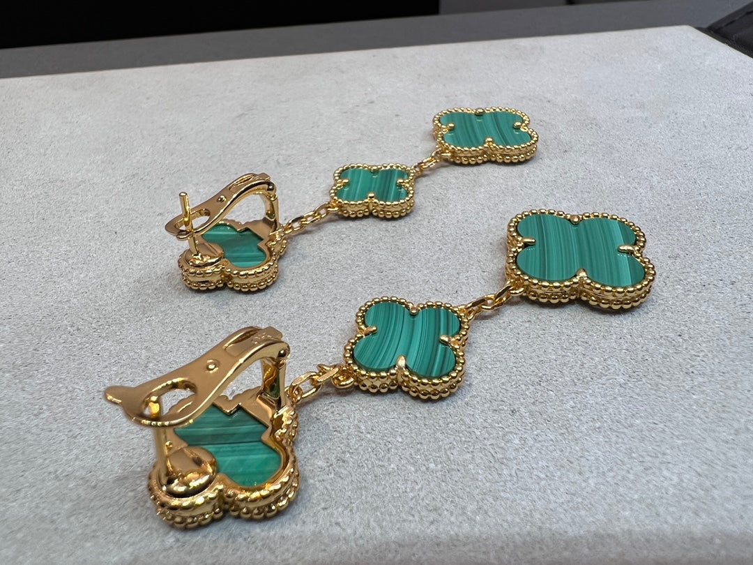 [Eternal Jewelry]CLOVER MALACHITE 3 MOTIFS GOLD