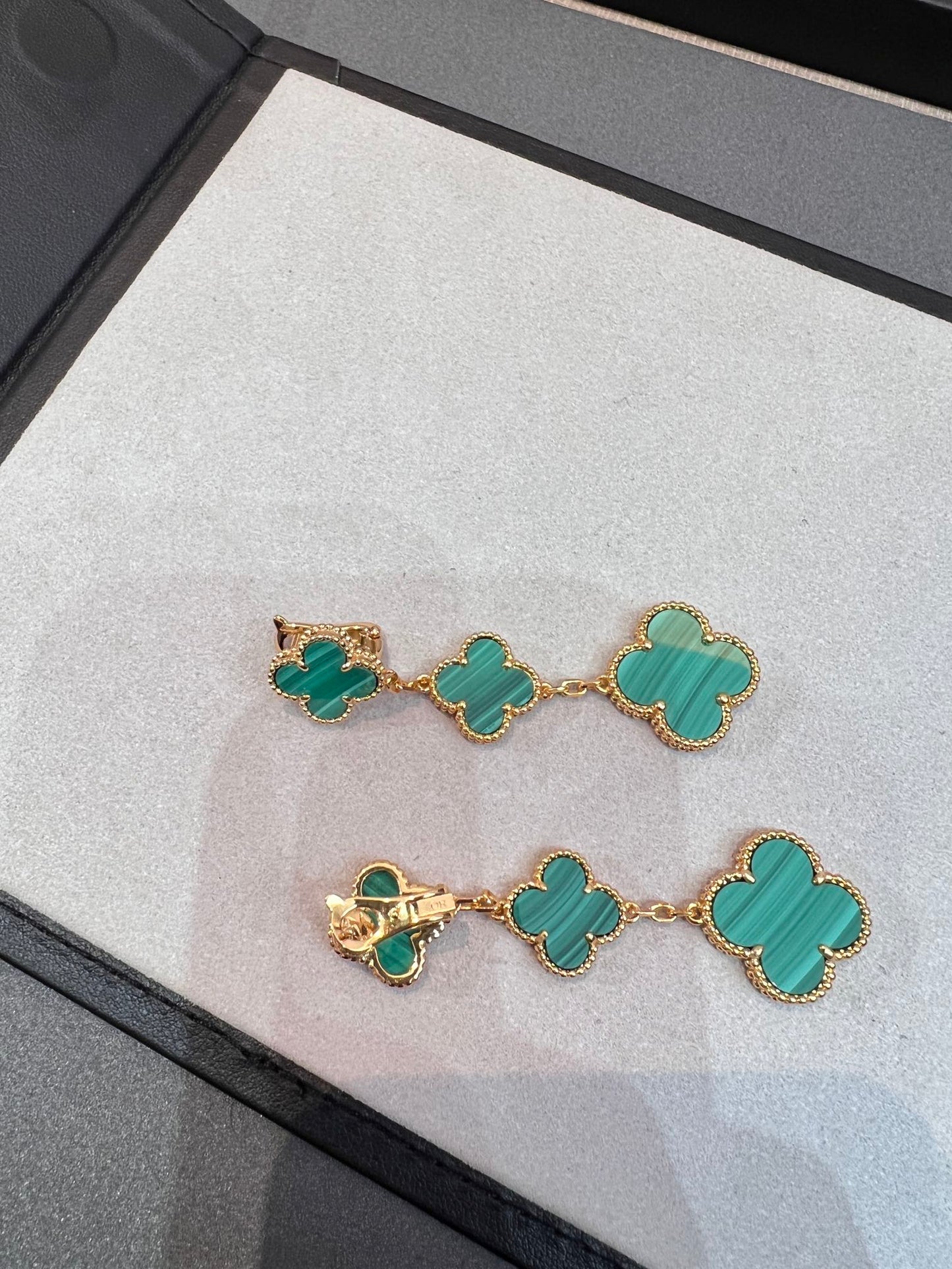 [Eternal Jewelry]CLOVER MALACHITE 3 MOTIFS GOLD