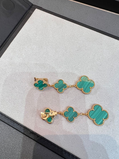 [Eternal Jewelry]CLOVER MALACHITE 3 MOTIFS GOLD