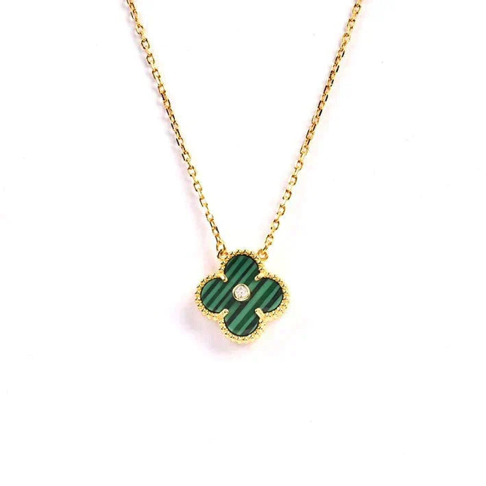 [Eternal Jewelry]CLOVER 15MM DIAMOND TURQUOISE NECKLACE