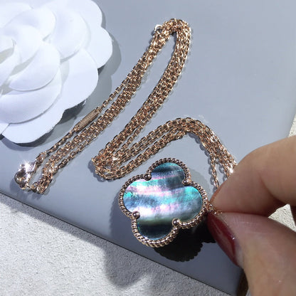 [Eternal Jewelry]CLOVER 25MM GOLD DARK MOP BIG CLOVER NECKLACE