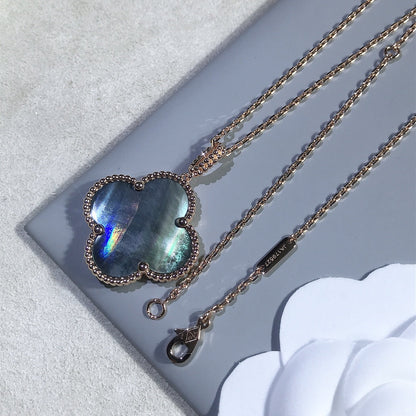 [Eternal Jewelry]CLOVER 25MM GOLD DARK MOP BIG CLOVER NECKLACE