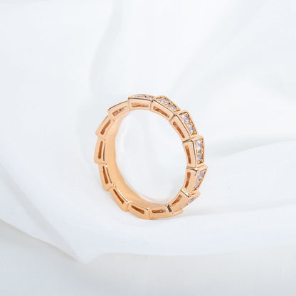 [Eternal Jewelry]SERPENTI RING PINK GOLD DIAMOND PAVED 3MM