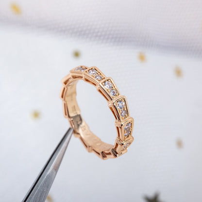 [Eternal Jewelry]SERPENTI RING PINK GOLD DIAMOND PAVED 3MM