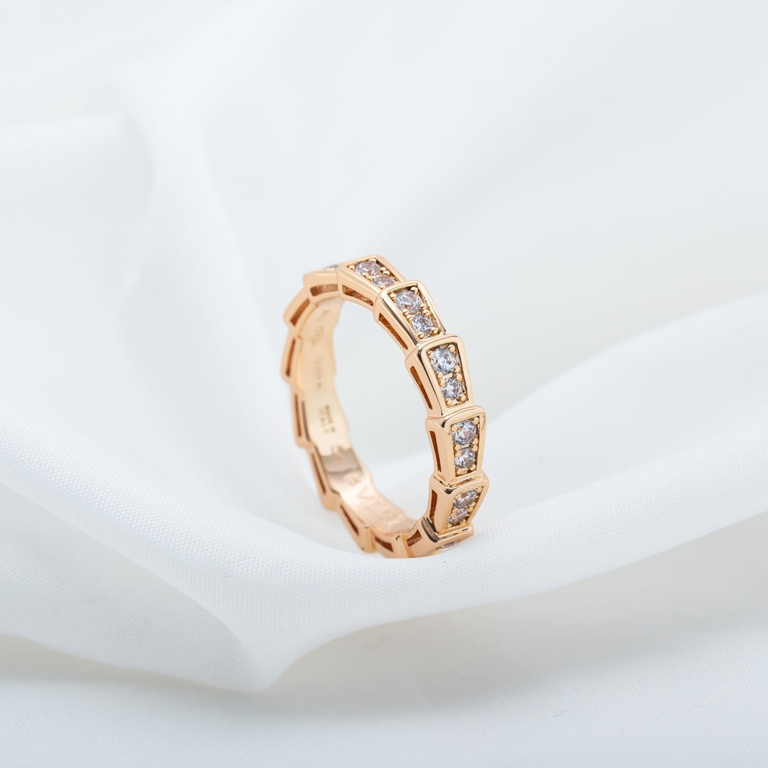 [Eternal Jewelry]SERPENTI RING PINK GOLD DIAMOND PAVED 3MM
