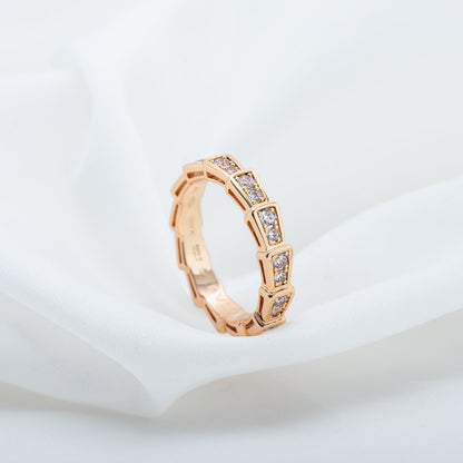 [Eternal Jewelry]SERPENTI RING PINK GOLD DIAMOND PAVED 3MM