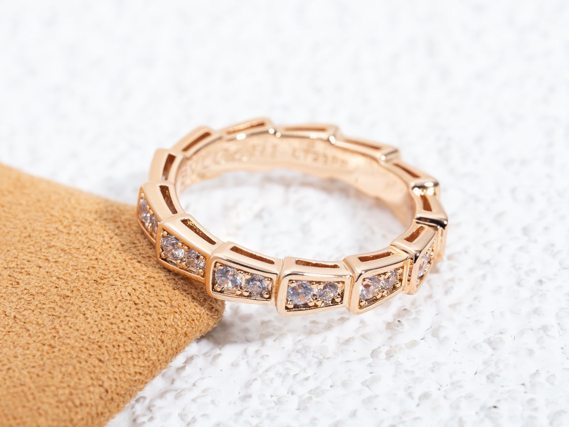 [Eternal Jewelry]SERPENTI RING PINK GOLD DIAMOND PAVED 3MM