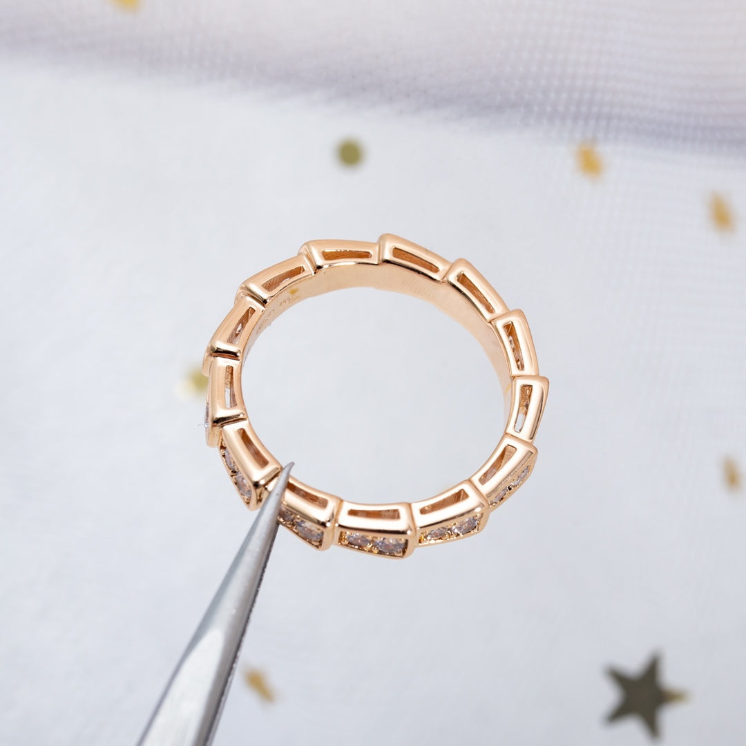 [Eternal Jewelry]SERPENTI RING PINK GOLD DIAMOND PAVED 3MM