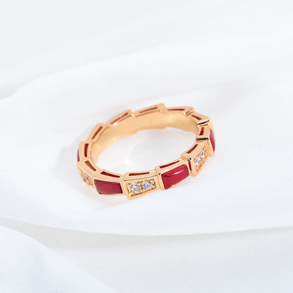 [Eternal Jewelry]SERPENTI RING PINK GOLD CARNELIAN DIAMOND 3MM