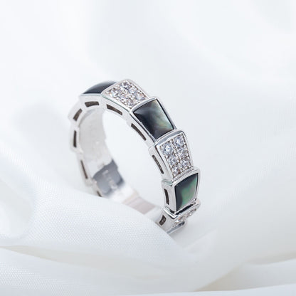 [Eternal Jewelry]SERPENTI RING SILVER DIAMOND BLACK MOP 4MM