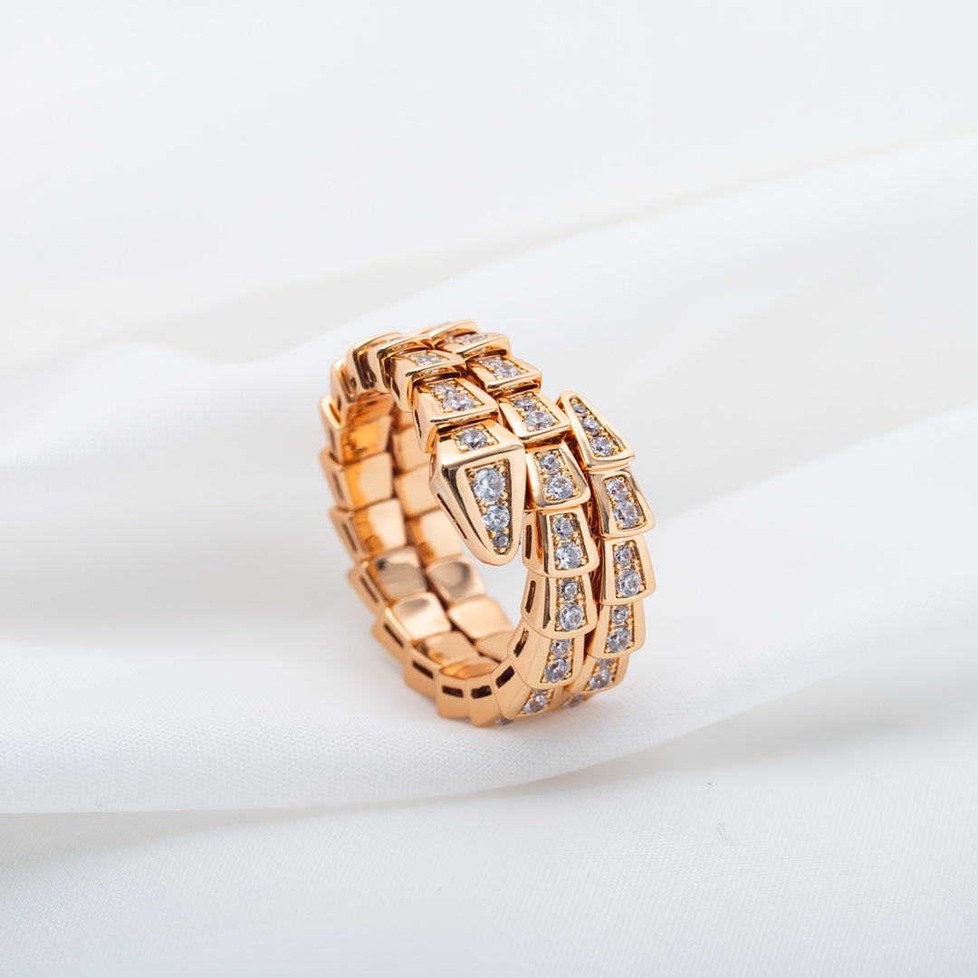 [Eternal Jewelry]SERPENTI RING PINK GOLD DIAMOND DOUBLE ROW