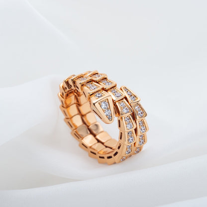 [Eternal Jewelry]SERPENTI RING PINK GOLD DIAMOND DOUBLE ROW