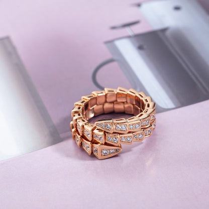 [Eternal Jewelry]SERPENTI RING PINK GOLD DIAMOND DOUBLE ROW