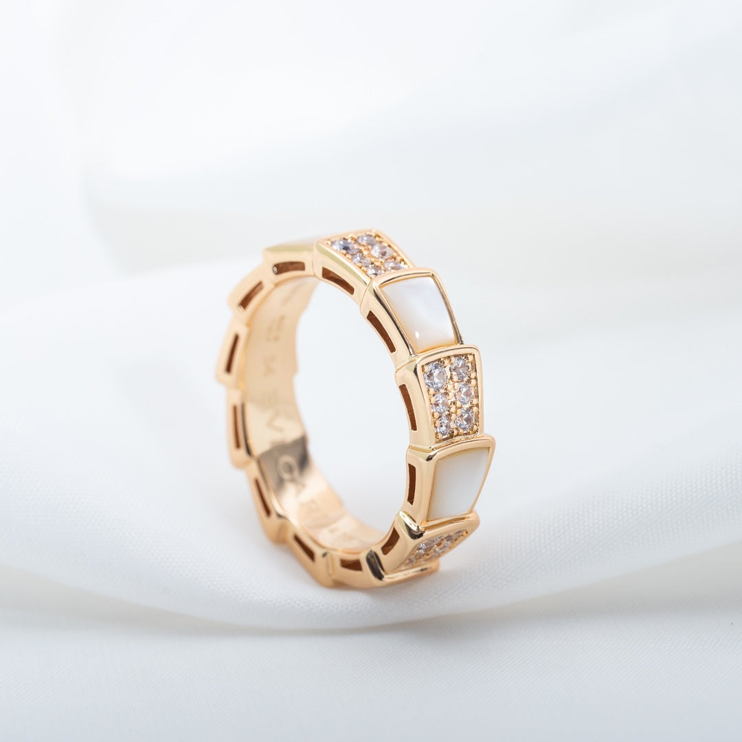 [Eternal Jewelry]SERPENTI RING PINK GOLD MOP DIAMOND PAVED 4MM
