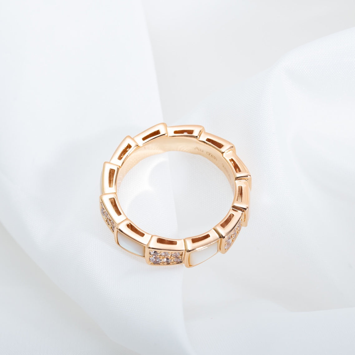 [Eternal Jewelry]SERPENTI RING PINK GOLD MOP DIAMOND PAVED 4MM