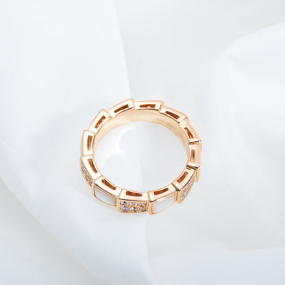 [Eternal Jewelry]SERPENTI RING PINK GOLD MOP DIAMOND PAVED 4MM