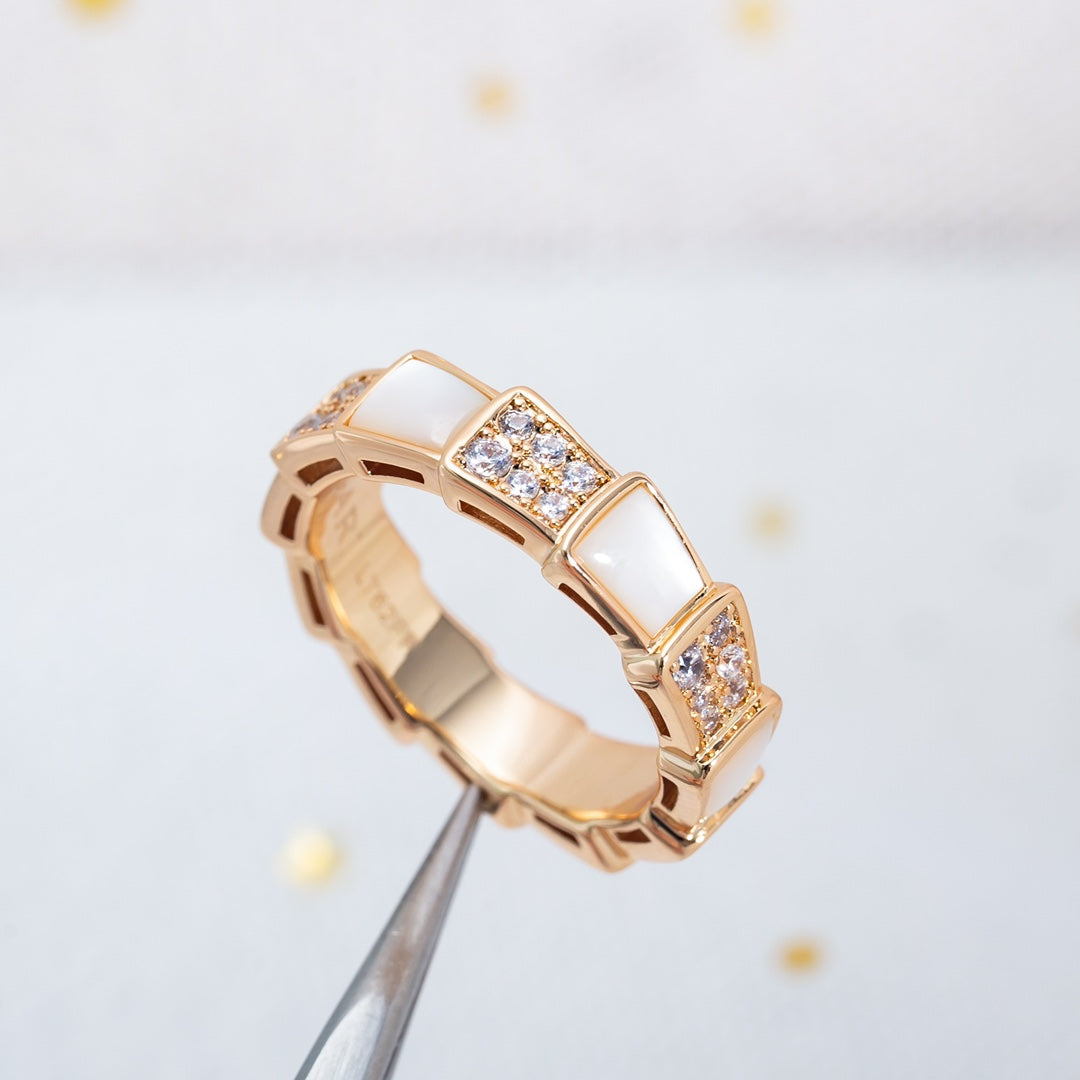 [Eternal Jewelry]SERPENTI RING PINK GOLD MOP DIAMOND PAVED 4MM