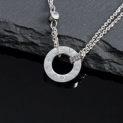 [Eternal Jewelry]LOVE NECKLACE 16MM 2 DIAMONDS