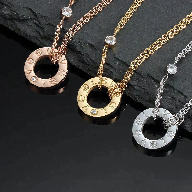 [Eternal Jewelry]LOVE NECKLACE 16MM 2 DIAMONDS