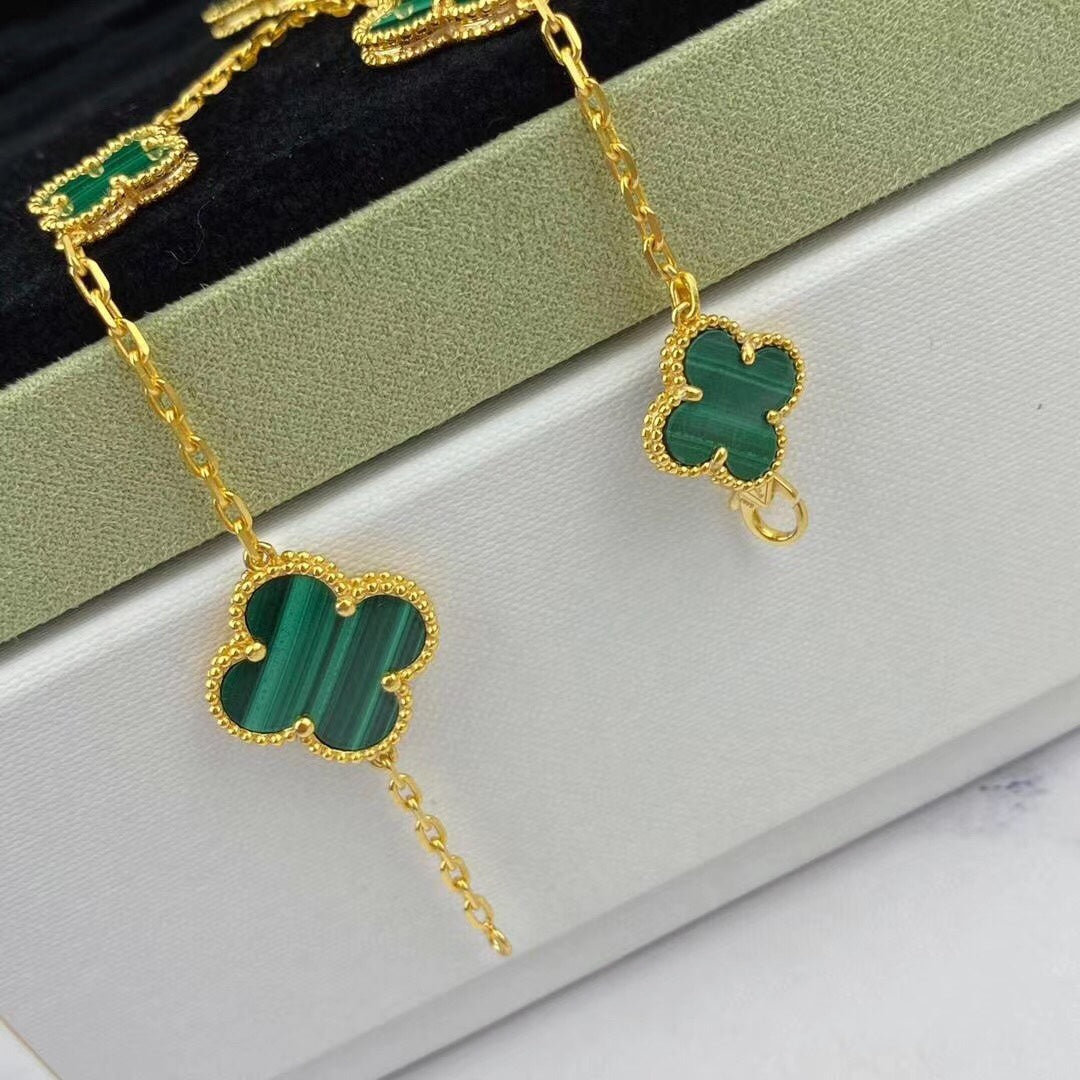 [Eternal Jewelry]MAGIC CLOVER MALACHITE GOLD BRACELET 5 MOTIFS