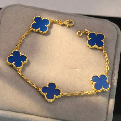 [Eternal Jewelry]CLOVER 5 MOTIFS BLUE AGATE BRACELET