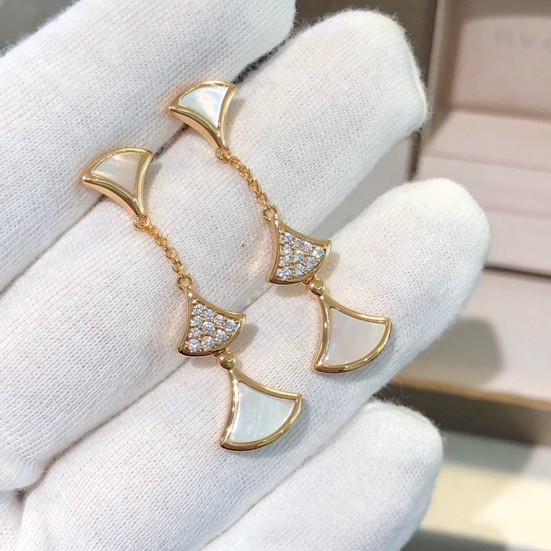 [Eternal Jewelry]DREAM EARRINGS 3 MOTIFS DIAMOND MOP PINK GOLD