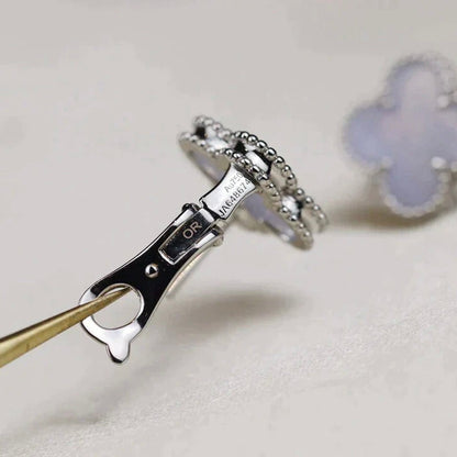 [Eternal Jewelry]CLOVER MEDIUM 1 MOTIFS  WHITE MOP EARRINGS SILVER