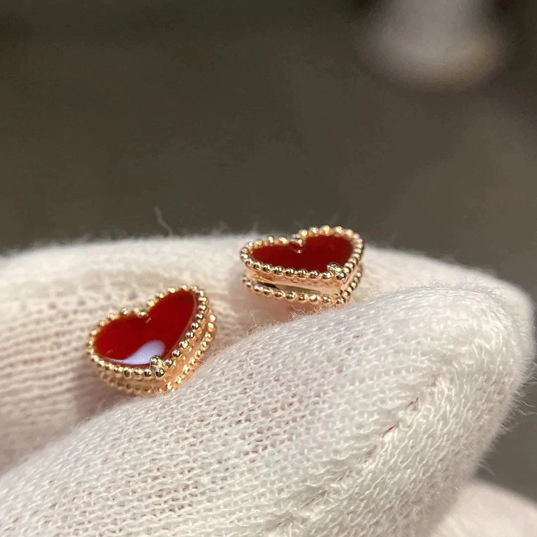 [Eternal Jewelry]HEART CARNELIAN STUD EARRINGS