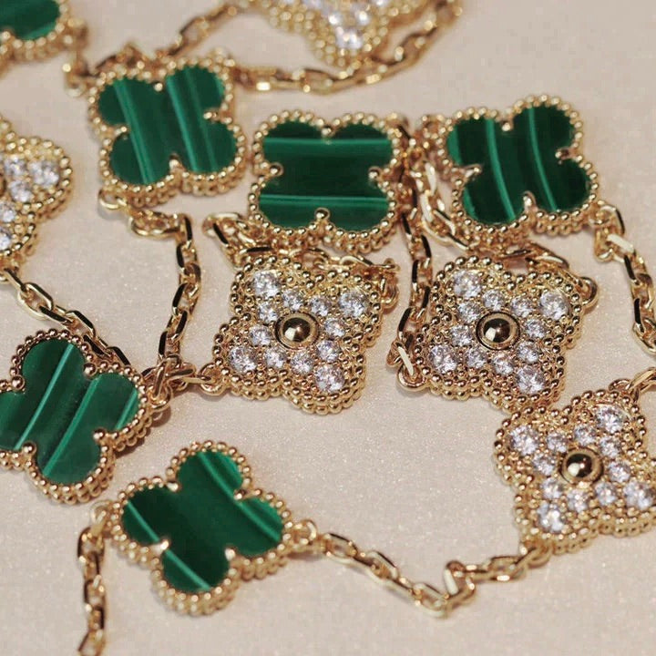 [Eternal Jewelry]CLOVER 20 MOTIFS MALACHITE DIAMOND NECKLACE