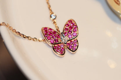 [Eternal Jewelry]BUTTERFLY RED DIAMOND ROSE GOLD NECKLACE