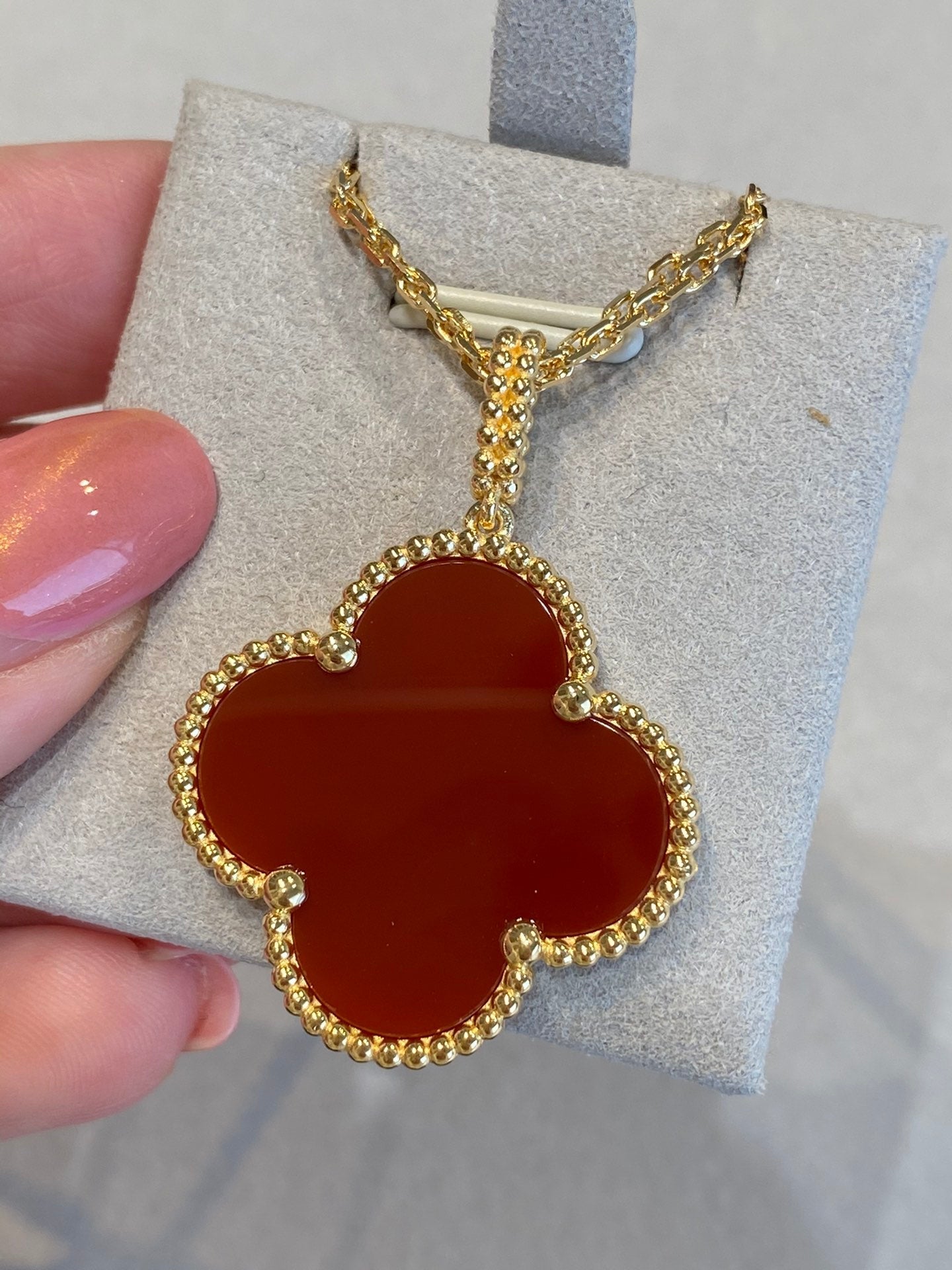 [Eternal Jewelry]CLOVER 25MM NECKLACE GOLD CARNELIAN