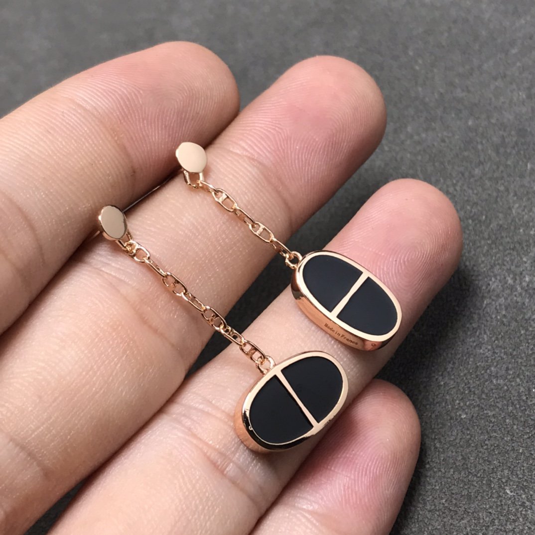 [Eternal Jewelry]CHAINE VERSO BLACK CERAMIC SILVER EARRINGS