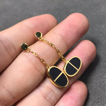 [Eternal Jewelry]CHAINE VERSO BLACK CERAMIC SILVER EARRINGS