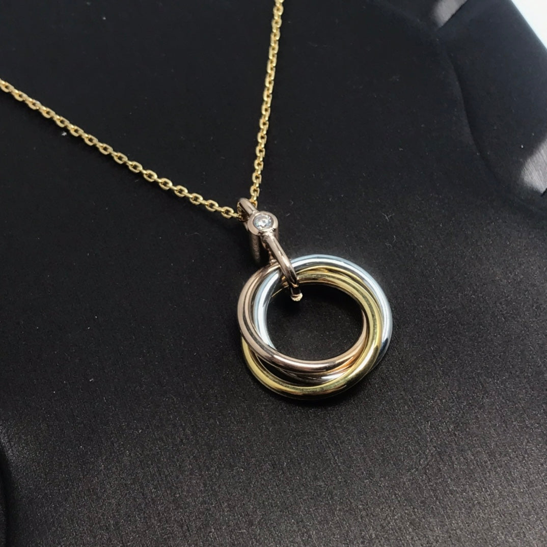 [Eternal Jewelry]TRINITY SILVER GOLD PINK GOLD NECKLACE