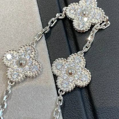 [Eternal Jewelry]CLOVER 5 MOTIFS  DIAMOND BRACELET SILVER