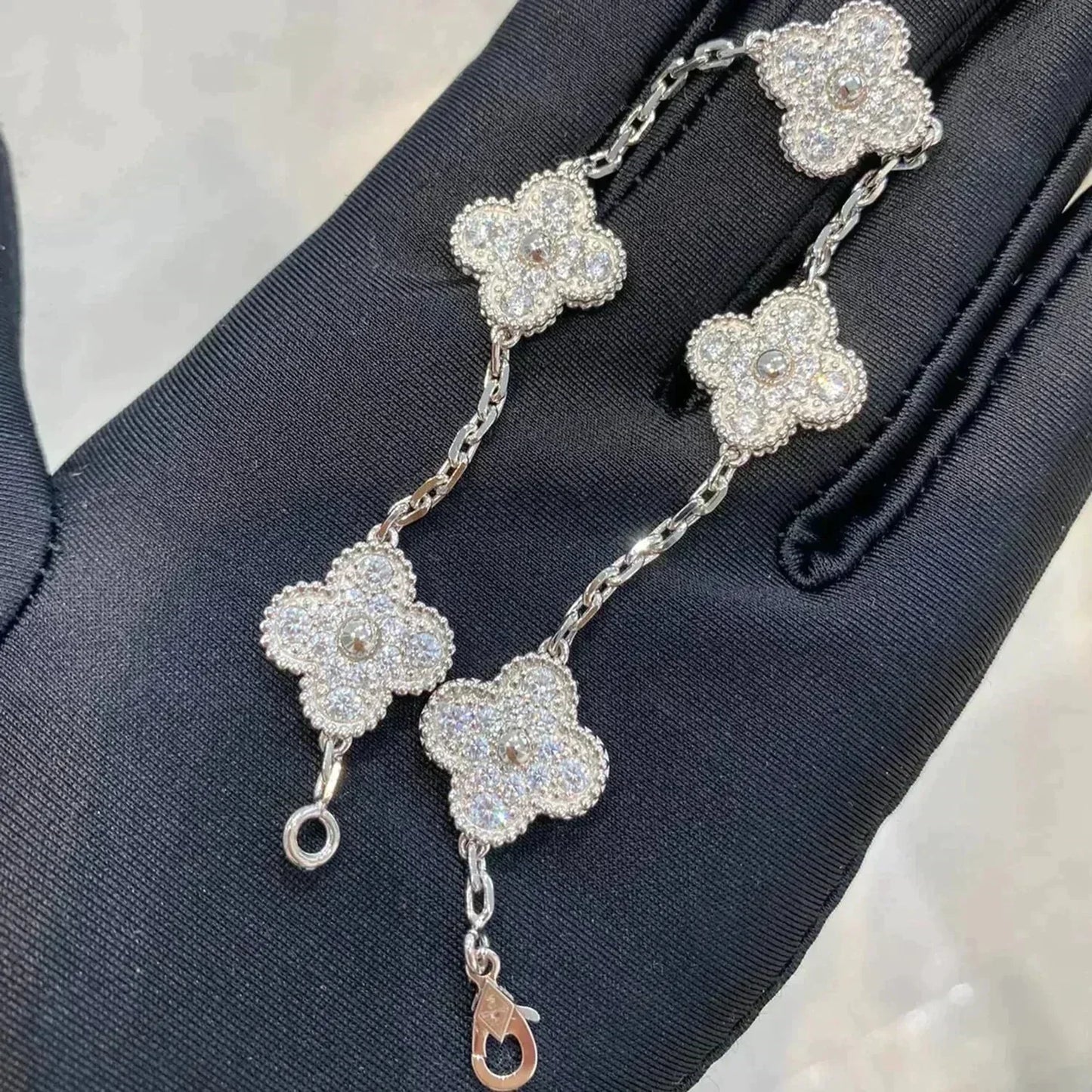 [Eternal Jewelry]CLOVER 5 MOTIFS  DIAMOND BRACELET SILVER