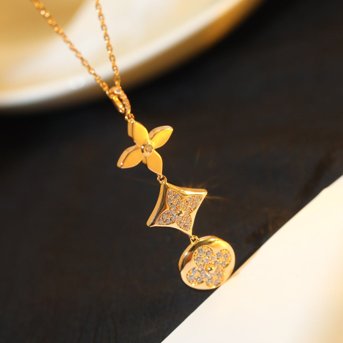 [Eternal Jewelry]STAR AND SUN DIAMOND PINK GOLD NECKLACE