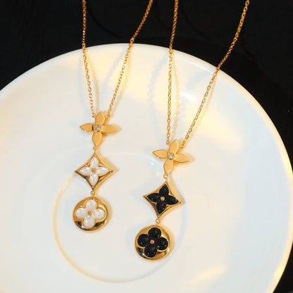[Eternal Jewelry]STAR AND SUN ONYX PINK GOLD NECKLACE