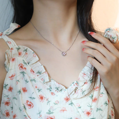 [Eternal Jewelry]SUN PEDANT PINK GOLD 1 DIAMOND NECKLACE