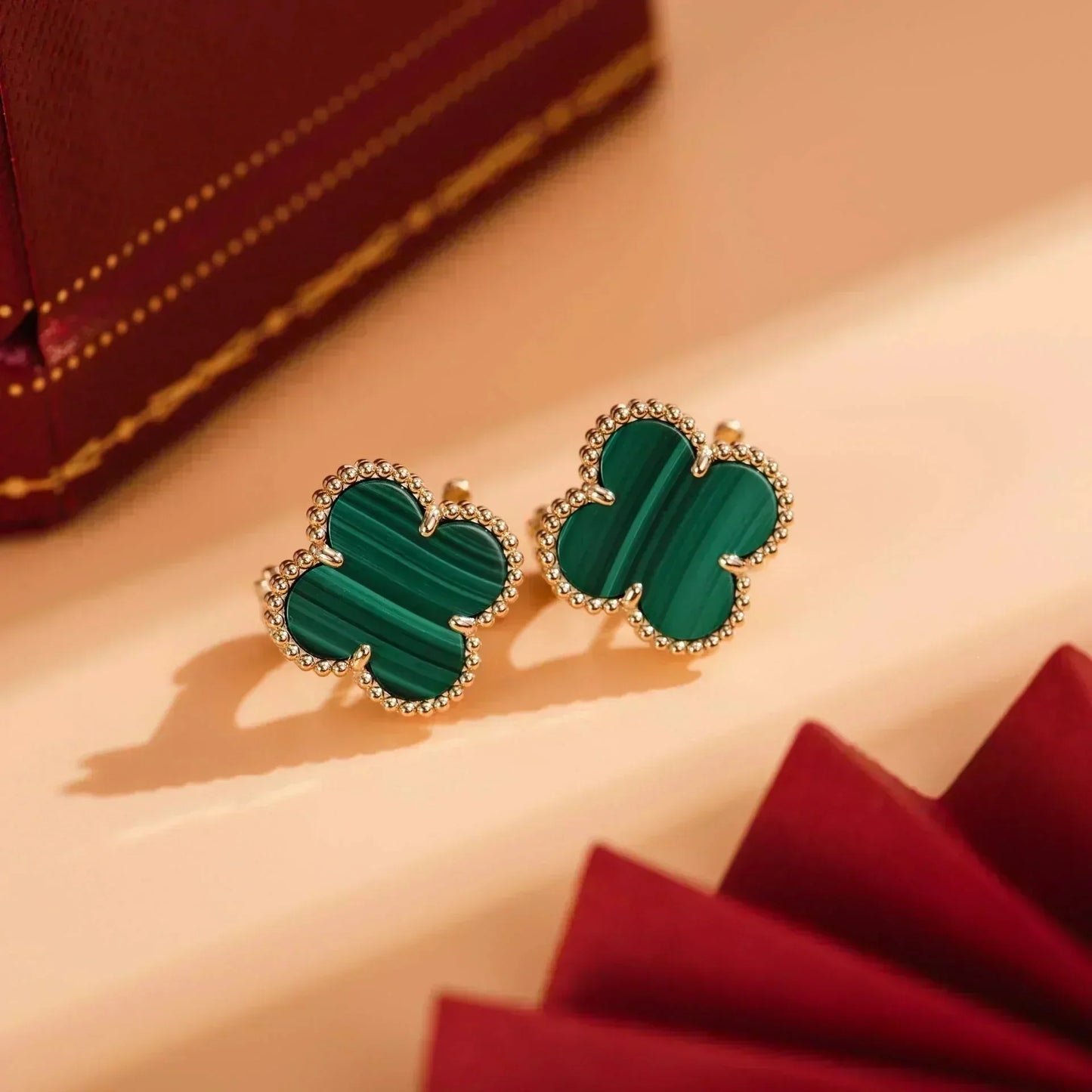 [Eternal Jewelry]CLOVER MEDIUM 1 MOTIFS MALACHITE  EARRINGS