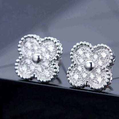 [Eternal Jewelry]CLOVER 1 MOTIFS DIAMOND STUD EARRINGS SILVER